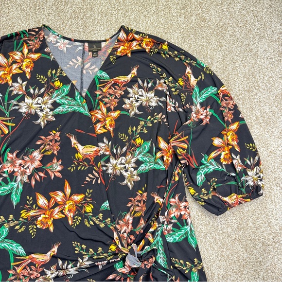 NEW Worthington Black Floral Wrap Blouse Womens Size 4X Stretch - Picture 4 of 16